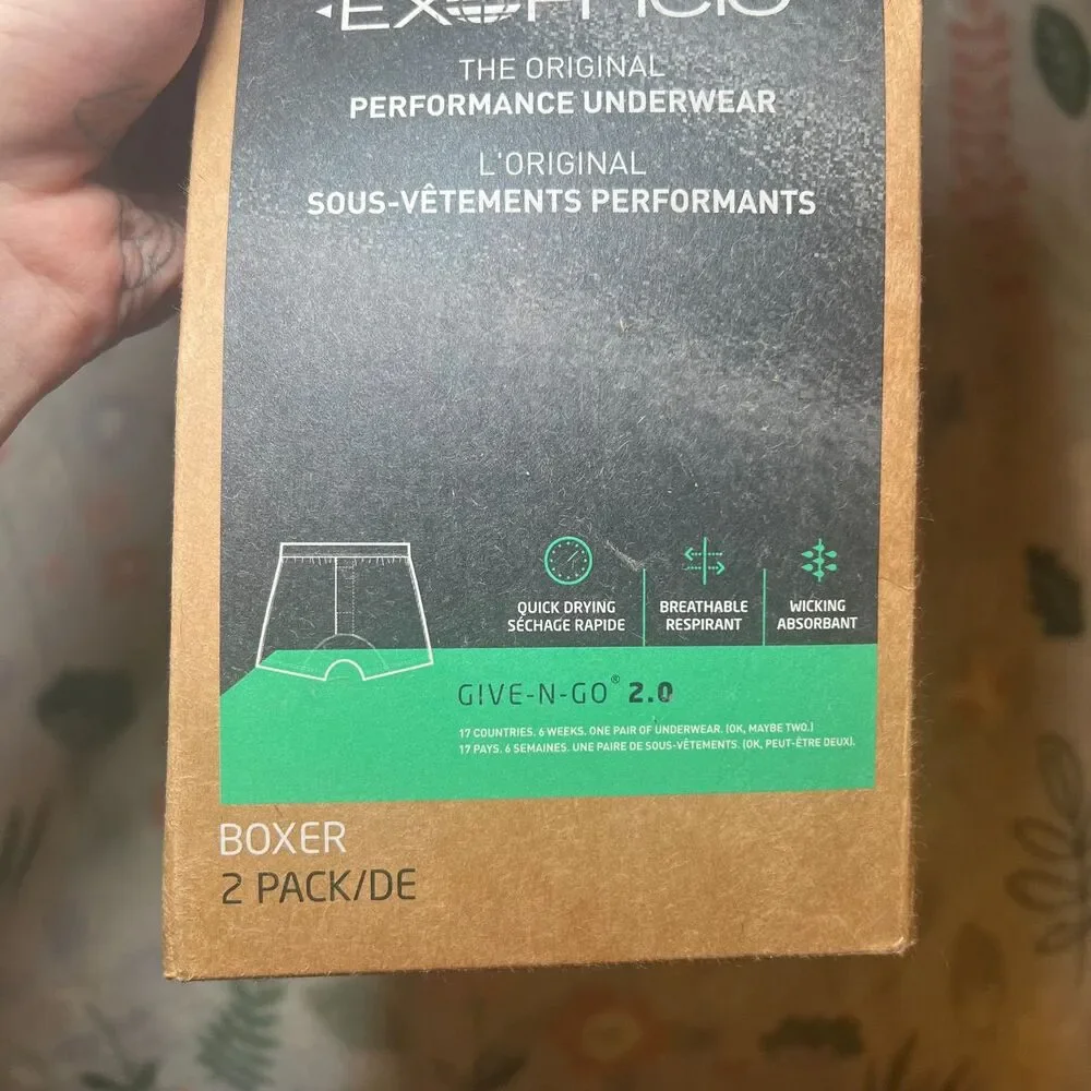 ExOfficio Men's XL Boxer Give-N-Go 2.0 Performance Underwear 2-Pack Quick Drying